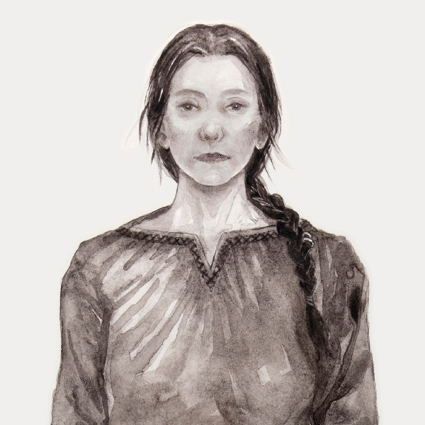Illustration einer keltischen Frau mit Kleidung und Schmuck 