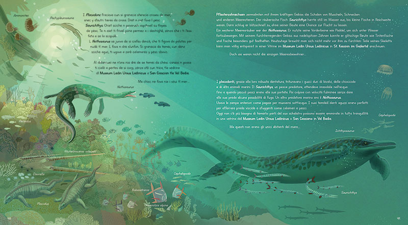 Ichthyosaurus, Nothosaurus, Triassic Seascape